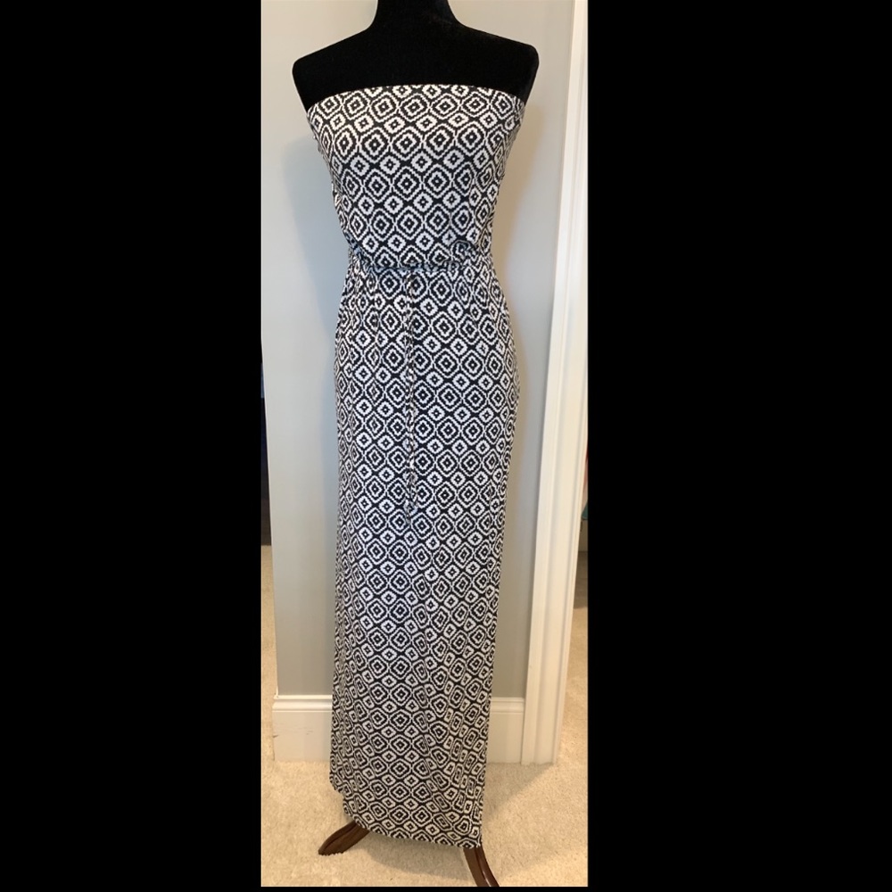 Strapless Black and Tan Maxi